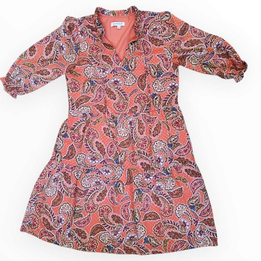 NANETTE LEPORE Dusky Orange Paisley Print Shift Dress - Size 10 - Picture 12 of 16